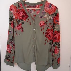 ASOS Oasis Long Sleeve Floral Rose Top